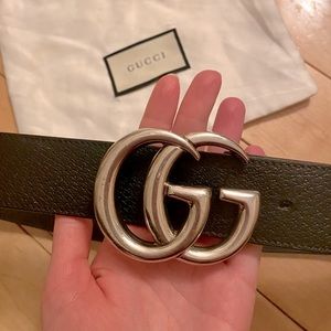 Gucci Marmont belt w silver hardware